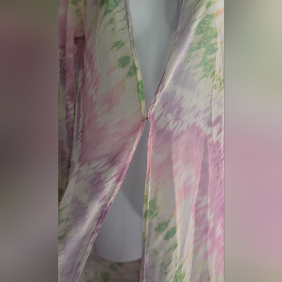 Boohoo Maxi Tie Dye Kimono Neon Colors Sheer Small EUC - Picture 8 of 12